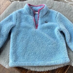Vineyard Vines Kids Blue Fleece Hoodie with Pink Trim